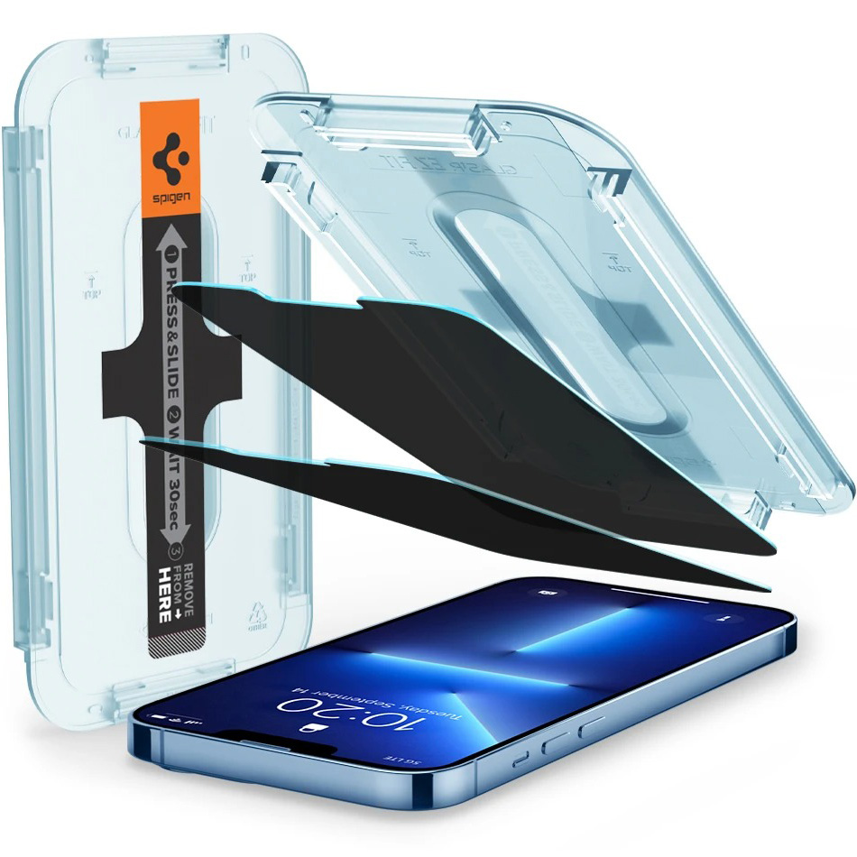 Szkło hartowane Spigen Glas.tr EZ Privacy Fit 2-Pack z ramką aplikacyjną dla iPhone 13 Pro Max